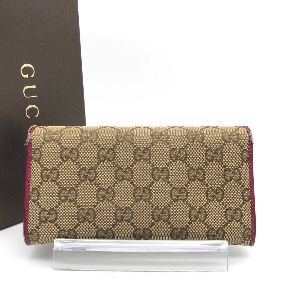 正規品　美品　グッチ財布　グッチ長財布　グッチキャンバス　グッチレザー　 レディース財布 GUCCI