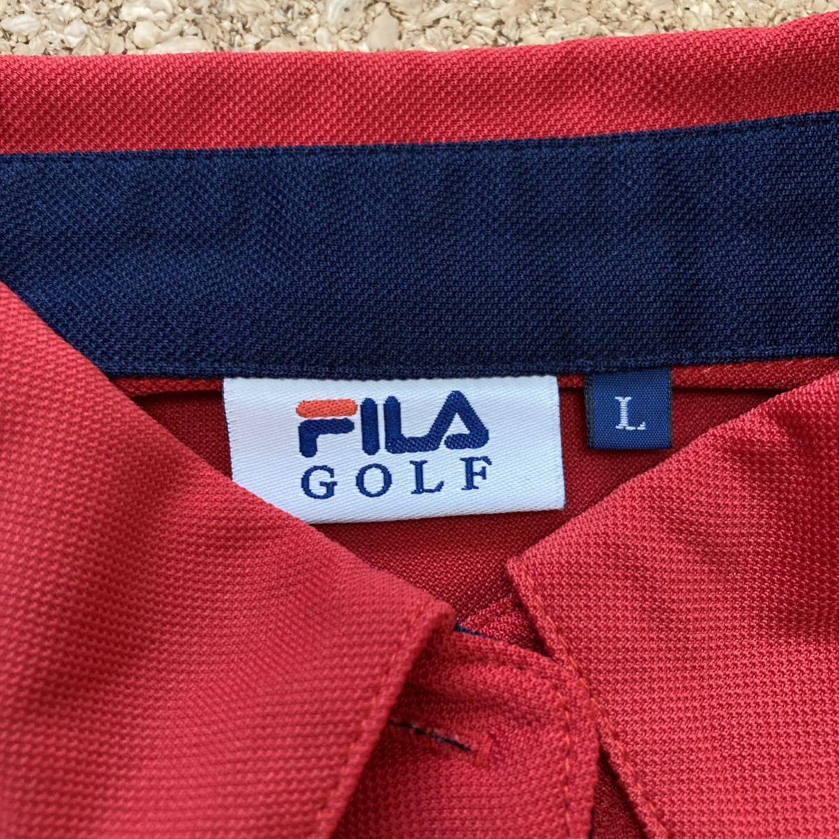 FILA フィラ ポロシャツ ゴルフ ゴルフウェア Lサイズ レディース GOLF 赤 半袖 の画像4