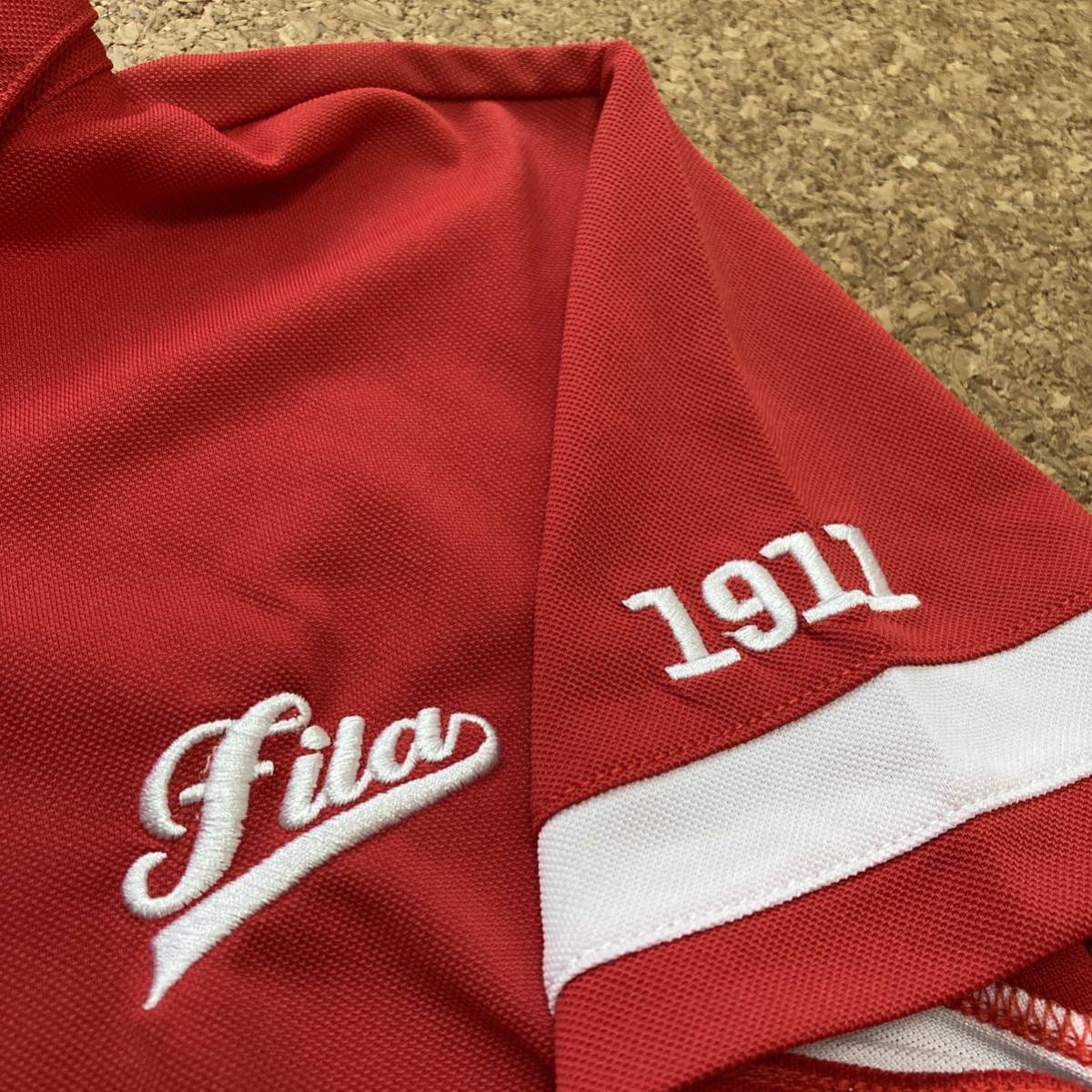 FILA フィラ ポロシャツ ゴルフ ゴルフウェア Lサイズ レディース GOLF 赤 半袖 の画像3