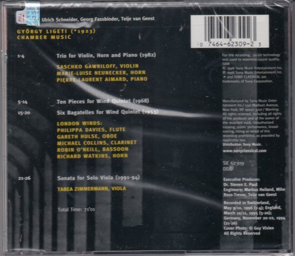 [CD/Sony]リゲティ:無伴奏ヴィオラのためのソナタ(1991-1994)他/タベア・ツィンマーマン(va)他_画像2