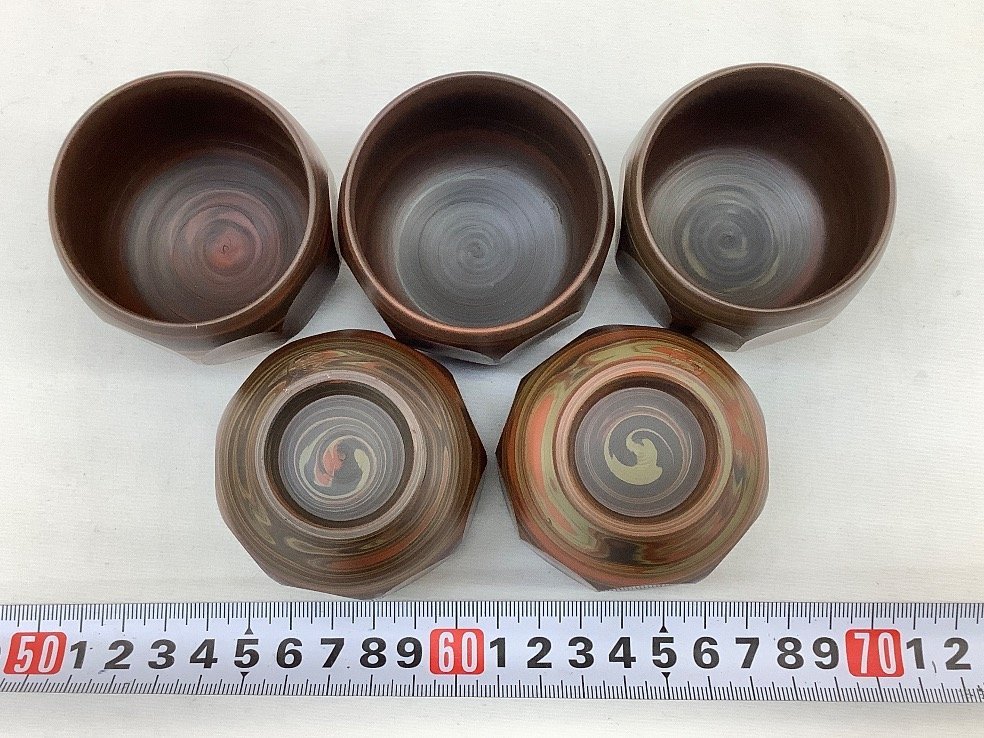 代購代標第一品牌-樂淘letao-黙堂 耀泥茶器揃/常滑焼/練込急須/湯呑み/共箱共布 長期保管に伴う汚れ有 未使用品 ACB
