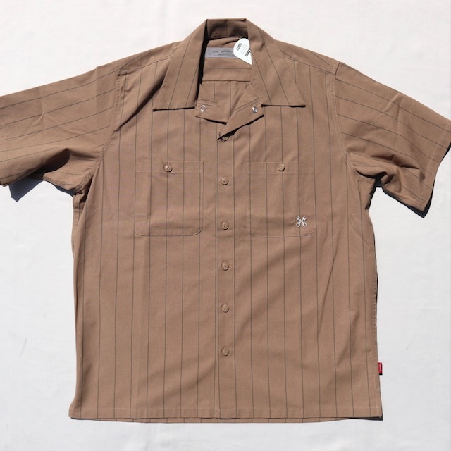 XLサイズ BLUCO ブルコ スタンダード ワークシャツ ベージュ ストライプ STANDARD WORK SHIRTS S/S 0108-3A01