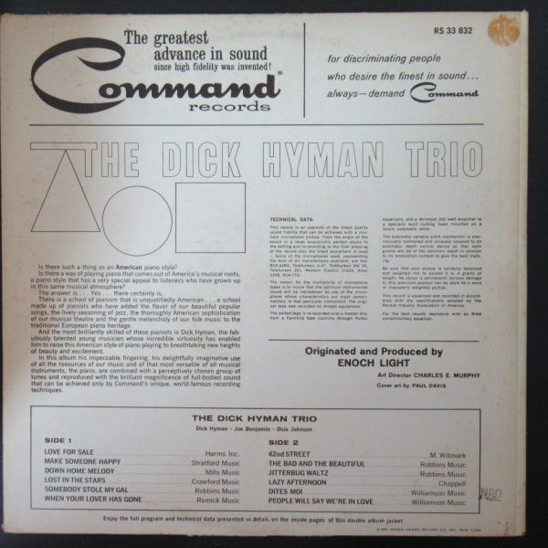 JAZZ LP/US ORIG./見開きジャケット/Dick Hyman And His Trio - The Dick Hyman Trio/A-10275_画像2