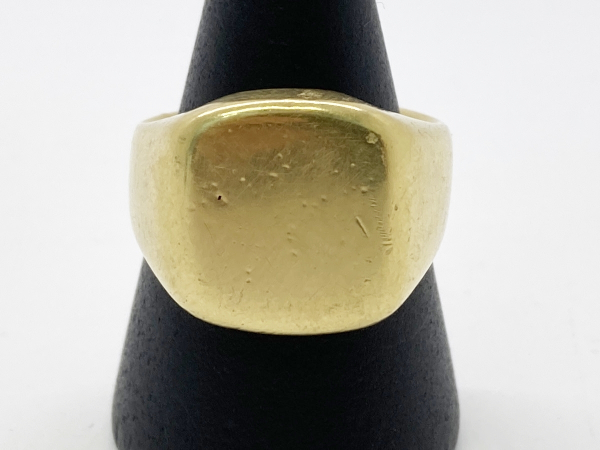 **[K18] signet ring 18 gold Gold 17.5 number largish size gold jewelry 22.6g oi **