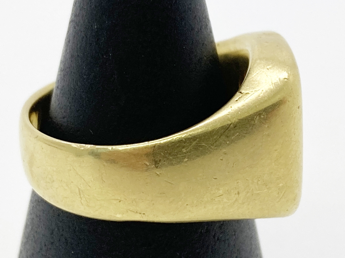 **[K18] signet ring 18 gold Gold 17.5 number largish size gold jewelry 22.6g oi **