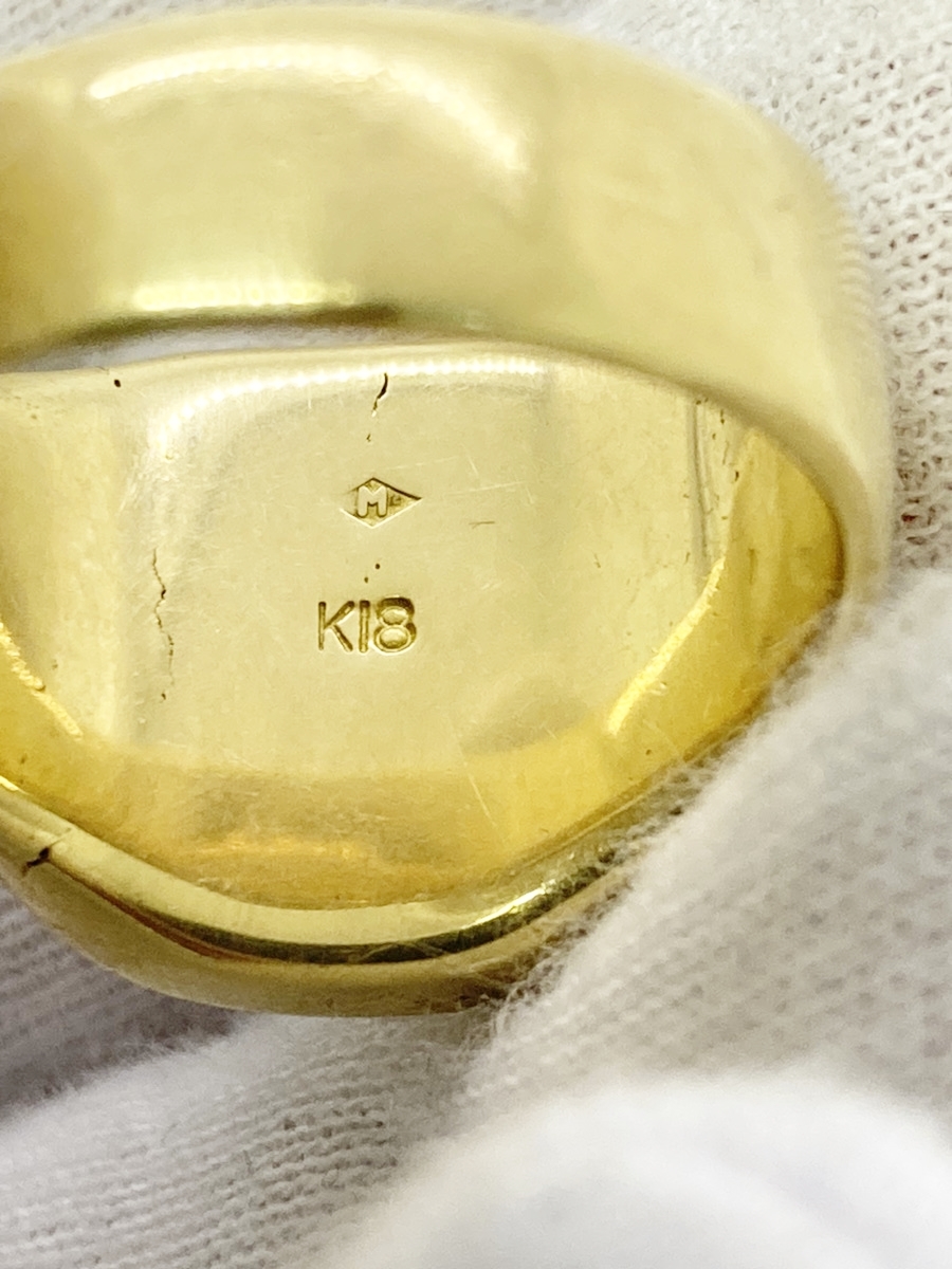 **[K18] signet ring 18 gold Gold 17.5 number largish size gold jewelry 22.6g oi **