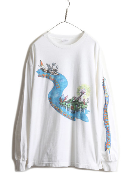 00s ★ Jimmy Buffett 2001年 ツアー 3面 プリント 長袖 Tシャツ メンズ XL / 00年代 オールド ジミー バフェット ロンT バンド ロック 白_画像1