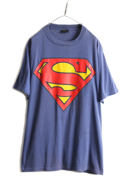 90s USA製 大きいサイズ XL スーパーマン ロゴ プリント 半袖 Tシャツ ( メンズ ) 90年代 SUPERMAN キャラクター オフィシャル 当時物