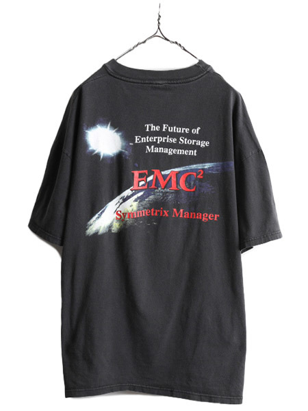 00s 90s ★ EMC 両面 企業ロゴ プリント 半袖 Tシャツ メンズ L 程/ 00年代 90年代 オールド Dell コンピューター ヘビーウェイト 黒 企業