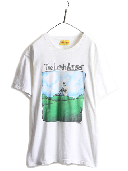 90s USA製 ★ The Lone Ranger パロディ アート プリント 半袖 Tシャツ ( メンズ L ) 90年代 オールド ムービー 映画 シングルステッチ 白