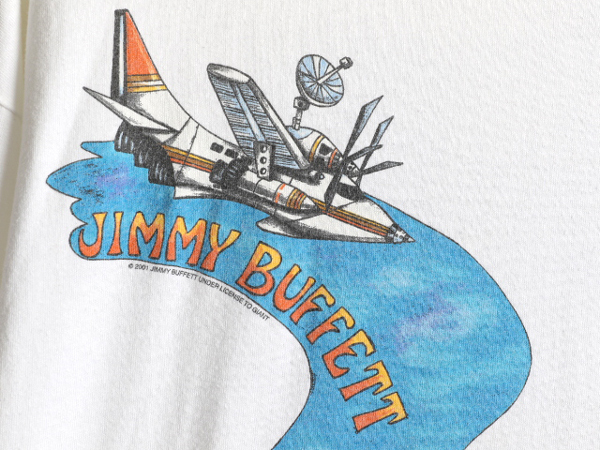 00s ★ Jimmy Buffett 2001年 ツアー 3面 プリント 長袖 Tシャツ メンズ XL / 00年代 オールド ジミー バフェット ロンT バンド ロック 白_画像3