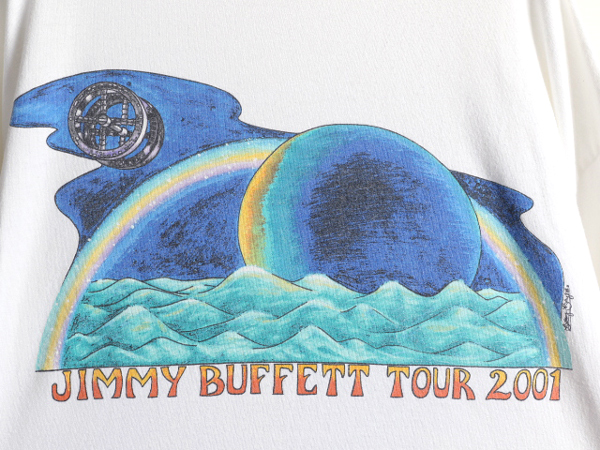 00s ★ Jimmy Buffett 2001年 ツアー 3面 プリント 長袖 Tシャツ メンズ XL / 00年代 オールド ジミー バフェット ロンT バンド ロック 白_画像8