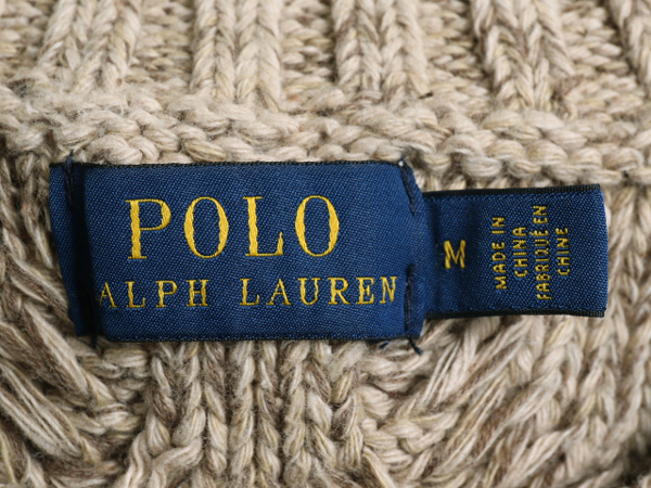 ■ ポロ ラルフローレン ケーブル ニット セーター レディース M / POLO フィッシャーマン アラン ヘビーウェイト コットン リネン シルク_画像4