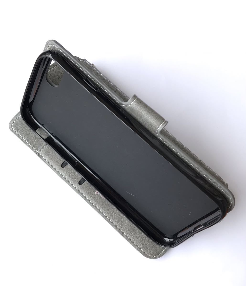 iphoneSE3 SE2 7/8 高級牛本革 レザーケース 手帳型ケース グレー S 新品 未使用 iphoneケースの画像4