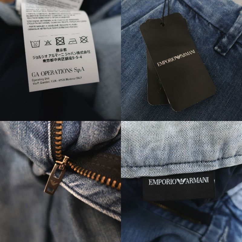 新品 未使用 EMPORIO ARMANI メンズ ジーンズ デニムパンツ テーパード スリム チノパン インディゴ エンポリオアルマーニ 46 Mサイズ 