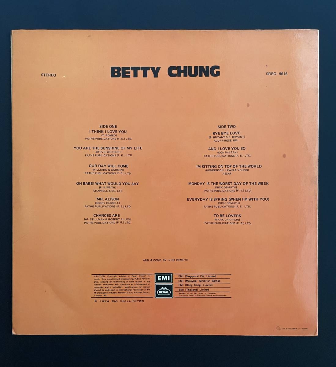 Yahoo!オークション - BETTY CHUNG - Betty Chung LP ALBUM EMI Yahoo!オークション - BETTY CHUNG - Betty Chung LP ALBUM EMI