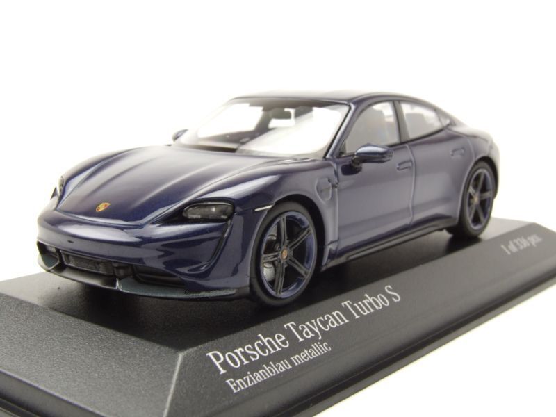 新品未開封　ポルシェ タイカン ターボS 2020 ブルーメタ 1/43 ミニチャンプス_画像1