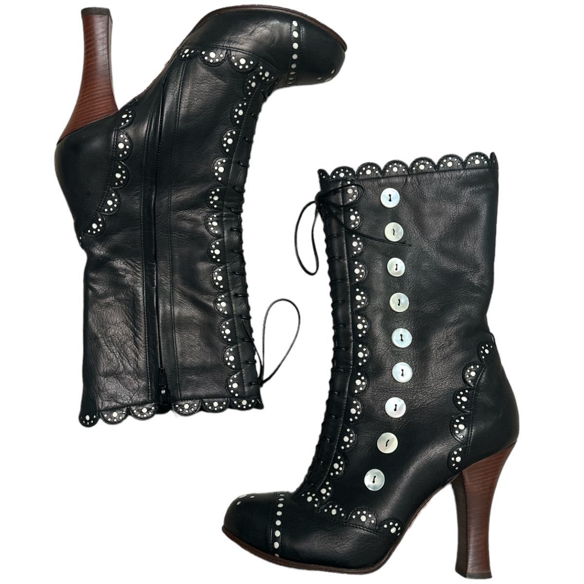 2000s JOHN GALLIANO BUTTONED BOOTS ジョンガリアーノ ブーツ_画像1