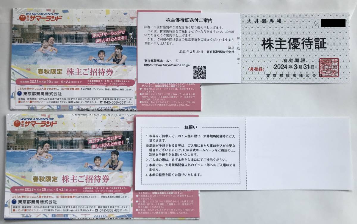 ファミリー》 東京都競馬 株主優待 2冊 東京サマーランド ファミリー サマーランド株主優待券 春休み秋限定1DAYパス 4枚セット