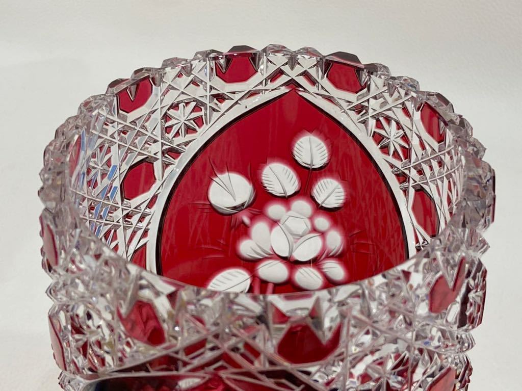 B3D315◇ マイセン Meissen マイセンクリスタル 赤色 花柄
