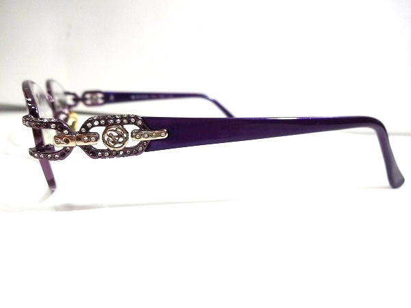 X3D083■本物■ VASTONOM 22KGP パープル＆ストーンデザイン メガネ 眼鏡 メガネフレーム ケース付き_画像3