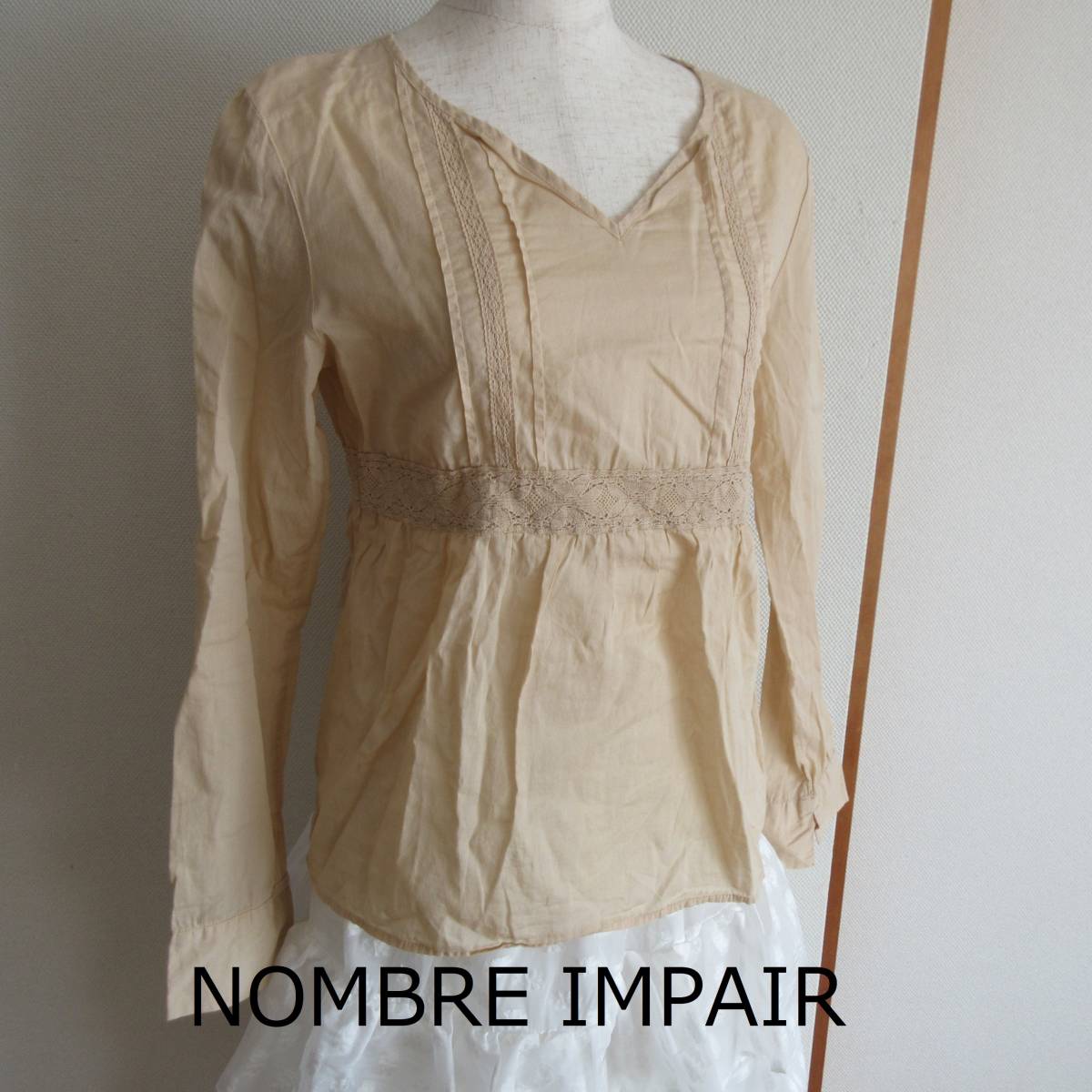 NOMBRE IMPAIR★ノンブルアンペール　ベージュ　刺繍長袖ブラウス　　　_画像7