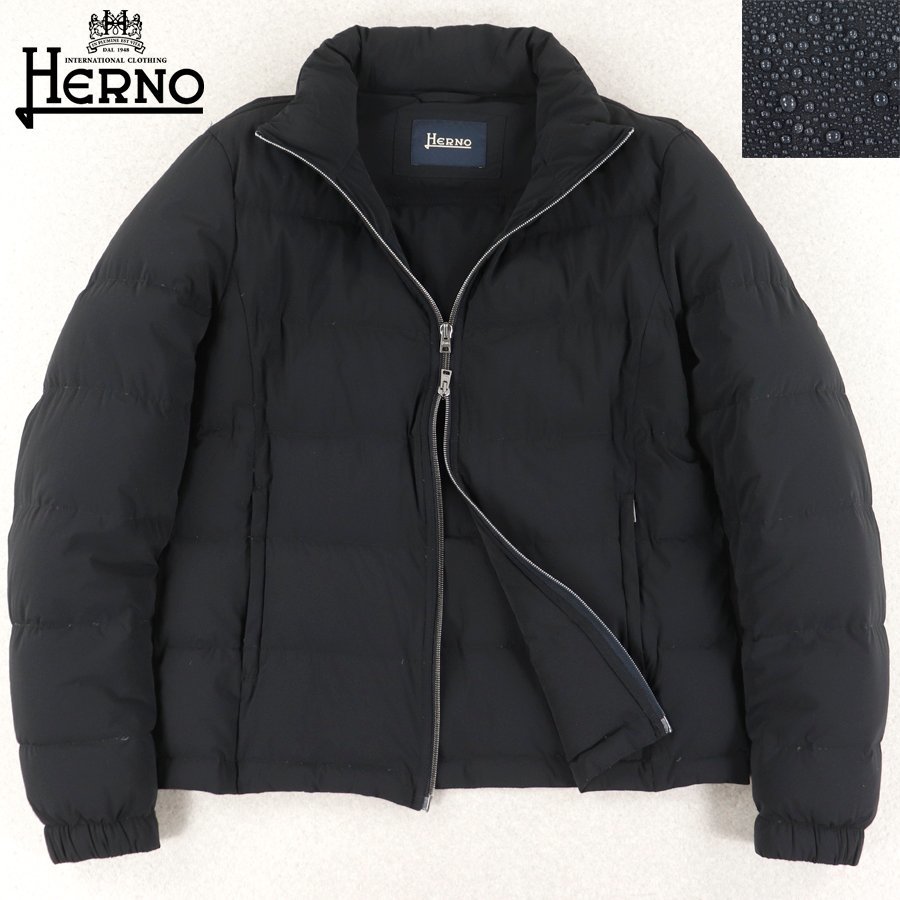 相場価格￥92,400- 美品 HERNO ヘルノ FLEXY DOWN 撥水シェル ストレッチ フレキシダウンジャケット 黒 ブラック 48 JP:L ブルゾン