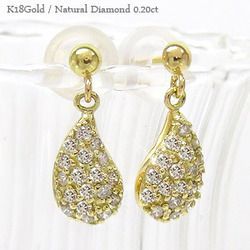 ダイヤモンド ピアス ダイヤ 0.2ct シズク 雫 ドロップ パヴェ k18ゴールド ｋ18WG ｋ18YG 18金 レディース