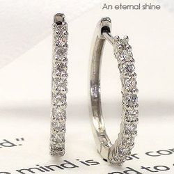 ダイヤモンド ピアス 0.3ct 中折れ フープピアス k18ゴールド 18金 レディース ジュエリー アクセサリー_画像1