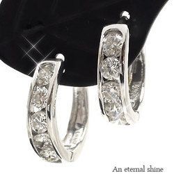 早割クーポン! 中折フープピアス 1ct フープピアス ダイヤモンド k18