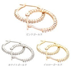 k18 フープピアス ダイヤモンド ピアス ダイヤ 0.3ct 18金 エタニティ