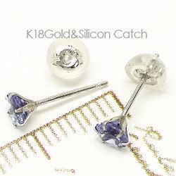 一粒 ピアス タンザナイト 4mm スタッドピアス k18ゴールド 18金 レディース ジュエリー アクセサリー_画像3