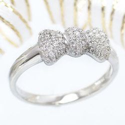 指輪 リボン パヴェ ダイヤモンド 0.3ct k18ゴールド 18金 リング レディース ジュエリー アクセサリー_画像2