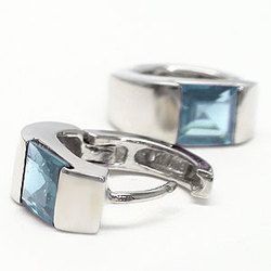 フープピアス 中折れピアス ブルートパーズ 11月 誕生石 k18ゴールド