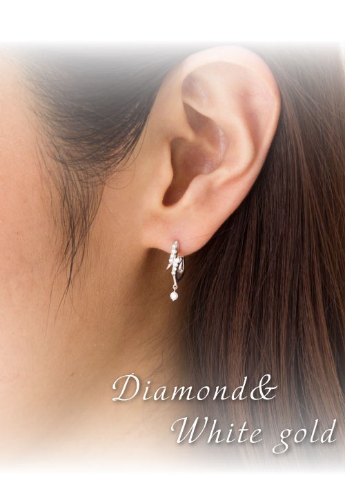 ピアス フープピアス 中折れピアス ダイヤモンド 0.24ct 18k 18金