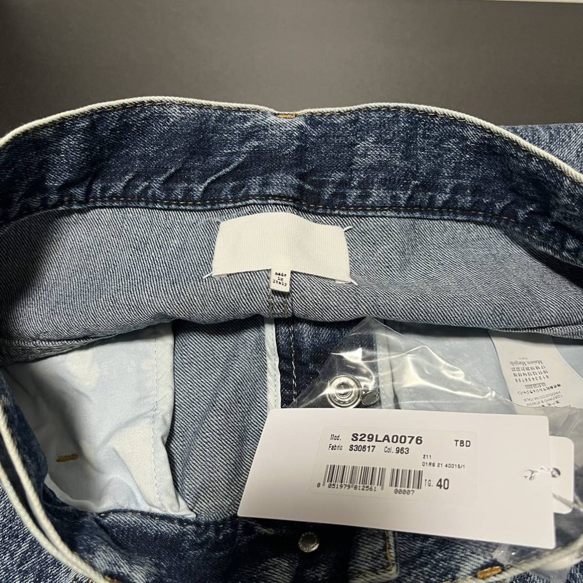 新品 Maison Margiela メゾンマルジェラ ベルト付き デニム センターカット ジーンズ ベルテッドサイドカット サイズ 40 デニムパンツ