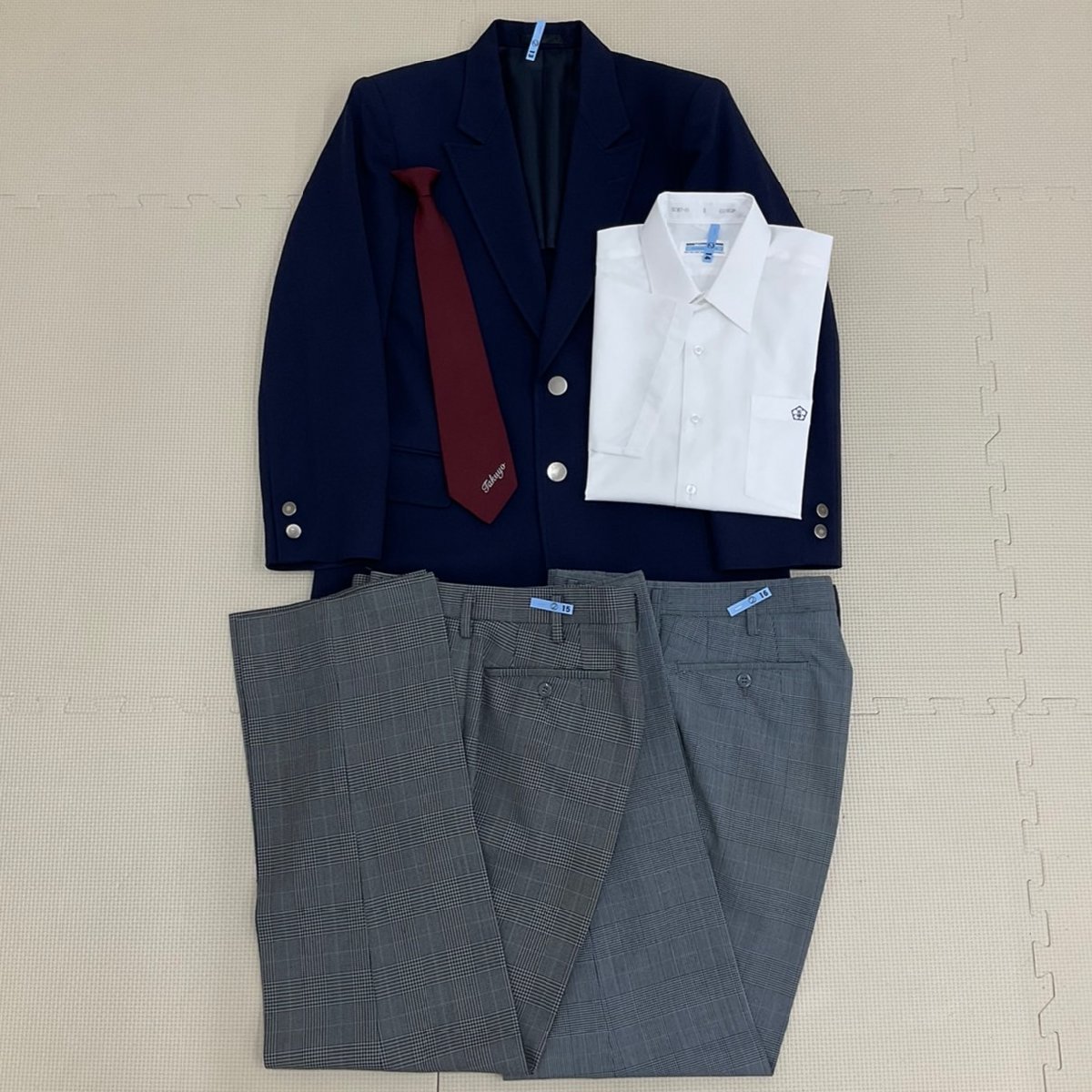UT304 (中古) 栃木県 那須拓陽高校 男子学生服 5点セット /指定品/165A/S/W73/ブレザー/シャツ/ズボン/ネクタイ/TOMBOW/制服/夏冬/中学校/