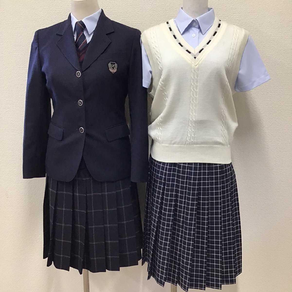 OT274-13 (中古) 栃木県 黒羽高校 8点セット /旧制服/155A/S/M/W63/W66/ブレザー/セーター/ブラウス/スカート/ネクタイ/女子学生/卒業生品_画像1