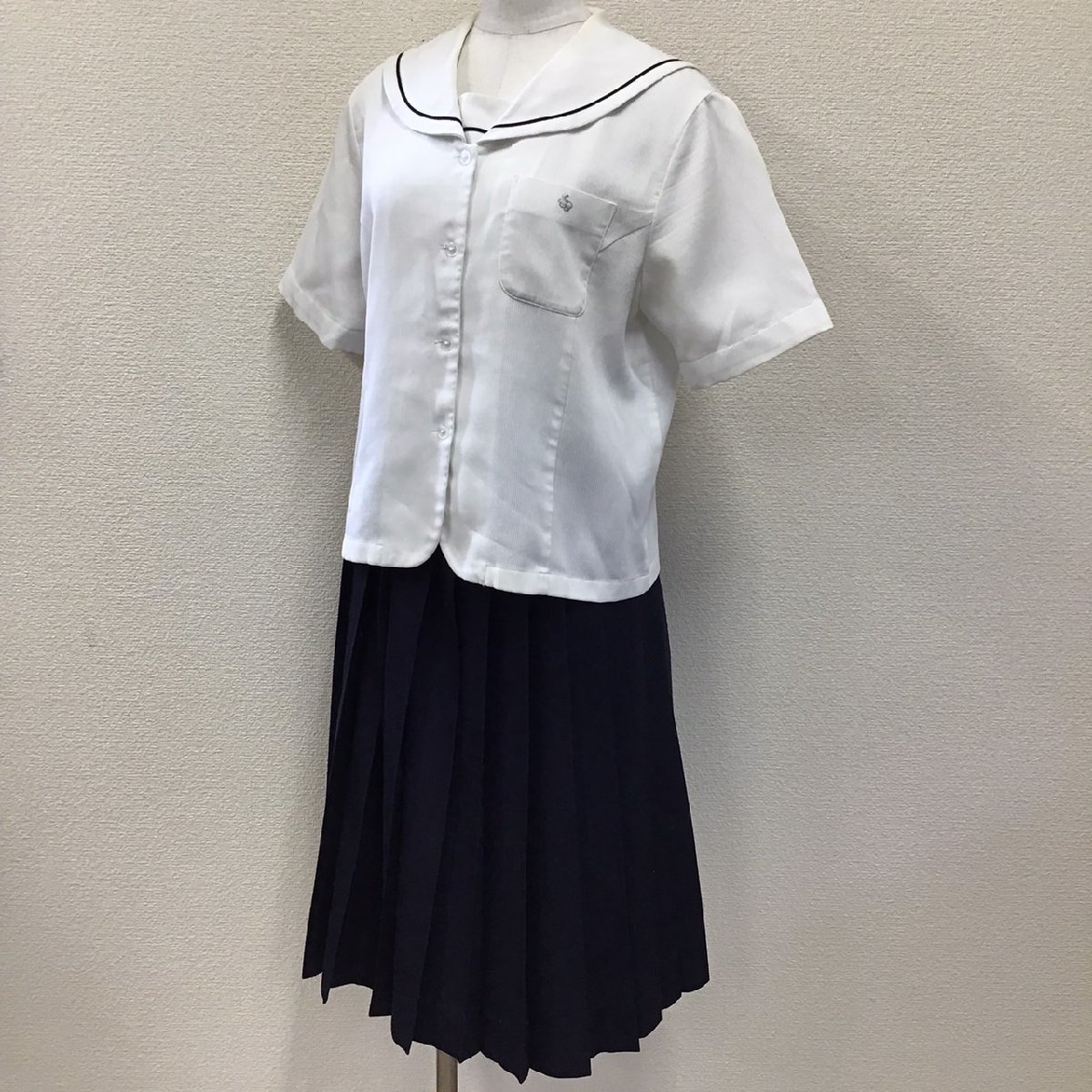 (T)O150 栃木県 さくら清修高校 セーラー服 上下セット /L/W66/セーラーブラウス/スカート/夏服/夏用/制服/学生服/女子学生/中学/高校