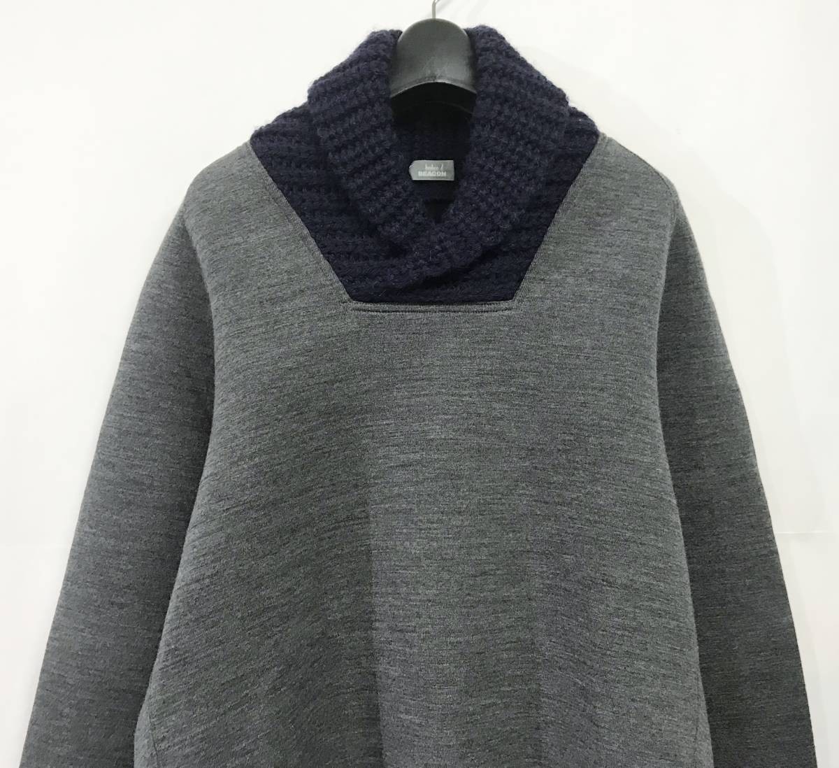 kolor/BEACON color shawl color knitted gray / navy 1 sweater made in Japan 