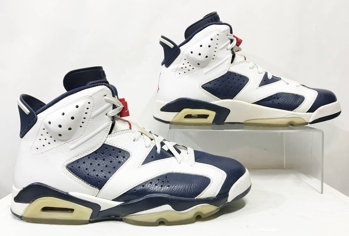 NIKE AIR JORDAN 6 RETRO OLYMPIC US10/28cm ナイキ エアジョーダン レトロ オリンピック 白紺 384664-130 2012年製_画像5