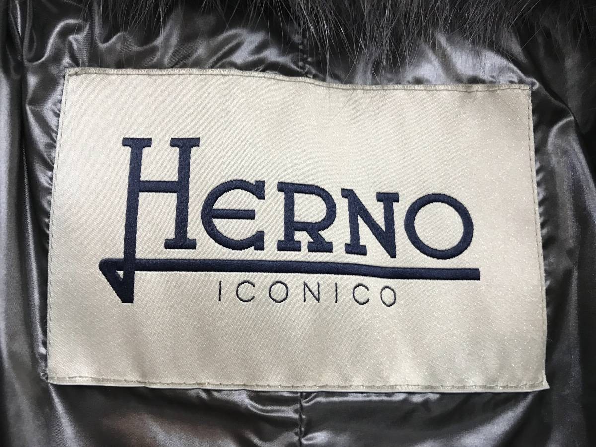 新品タグ付き イタリア製 HERNO ヘルノ Elisa ファー取外し可能 ダウンコート チャコールグレー 40 ロング ジャケット_画像8