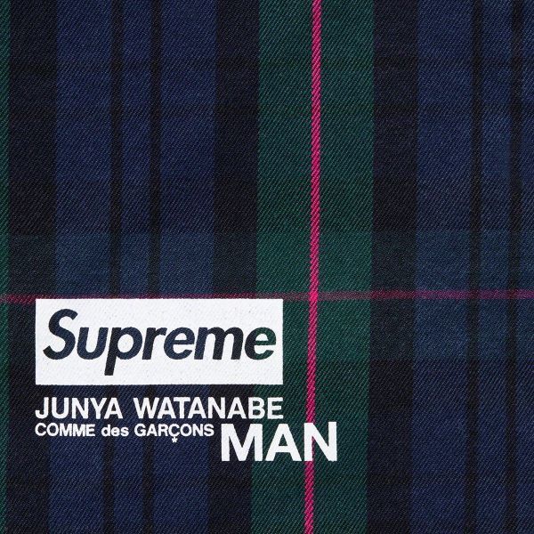 Supreme x JUNYA WATANABE COMME des GARCONS シュプリーム ジュンヤワタナベ Printed Work Jacket Navy Plaid プリント ジャケット S_画像4