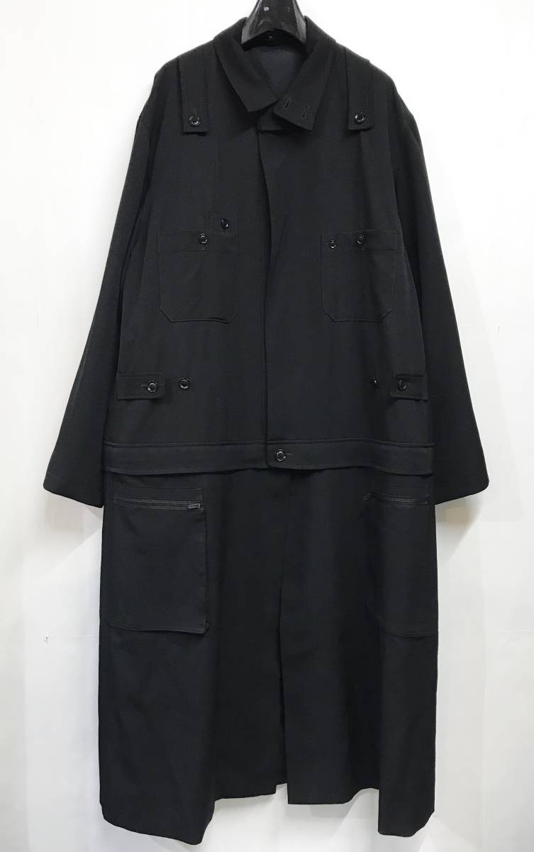 Yohji Yamamoto POUR HOMME Yohji Yamamoto I- комбинезон DFgyaba верх и низ съемный талант куртка-блузон черный 3