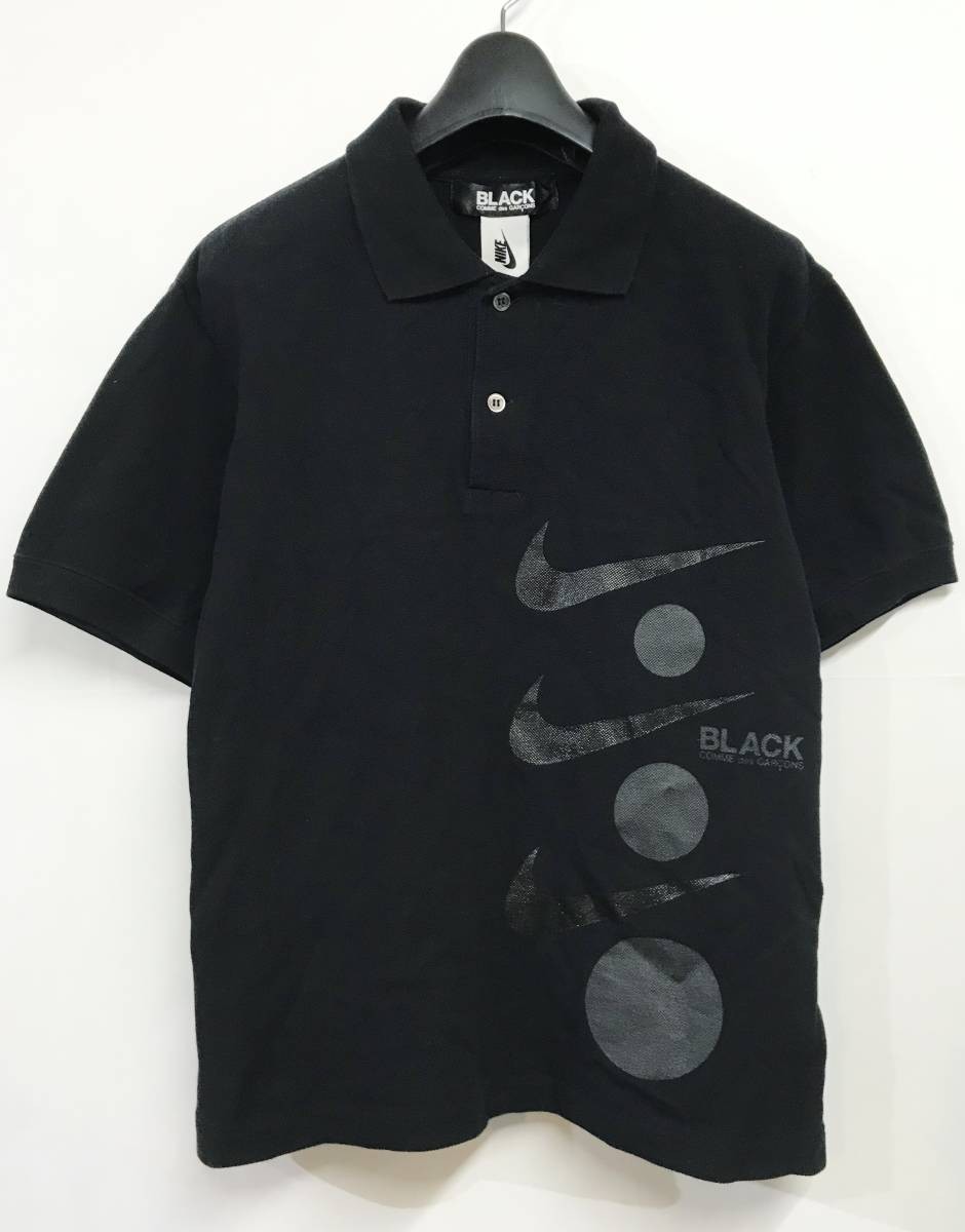 M size *BLACK COMME des GARCONS × NIKE black Comme des Garcons swoshu polo-shirt black CDGJUNYAWATANABESHIRTHOMMEPLUS