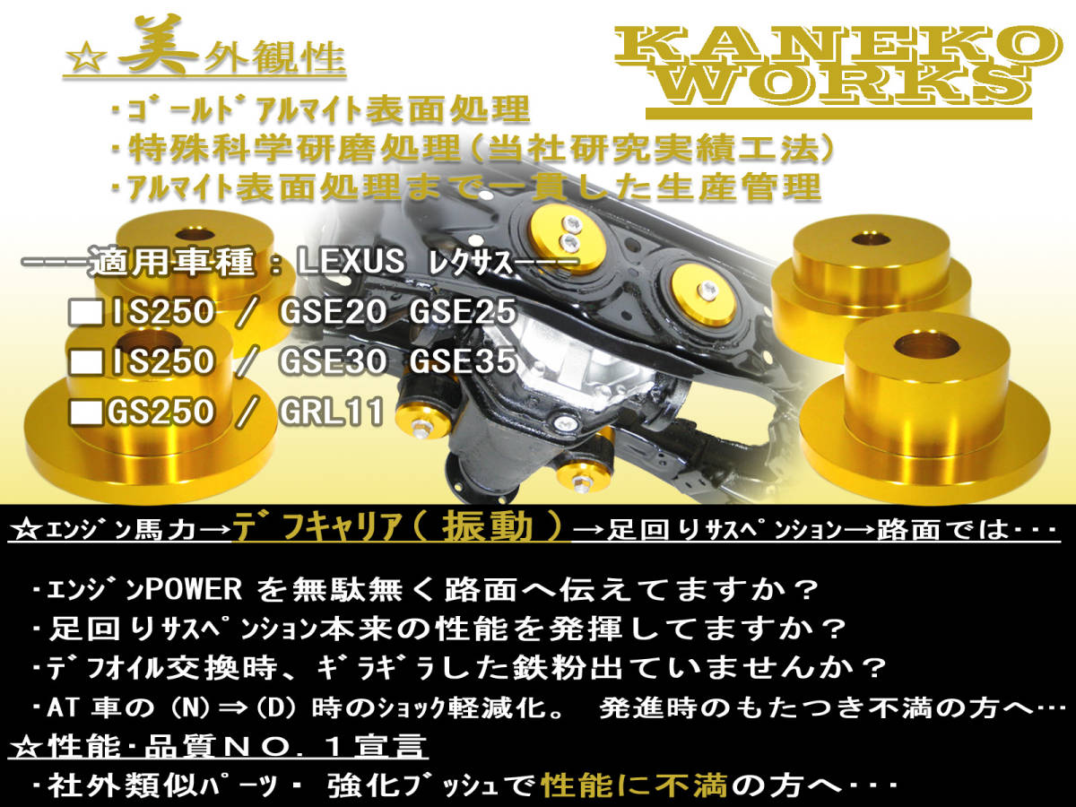 レクサスLEXUS_IS250 GS250_GSE20 GSE25 GSE30 GSE35 GRL11_KANEKOWORKSデフマウントリジットカラーRFPro_RF-SPEC-PRO・・・デフキャリア前側用