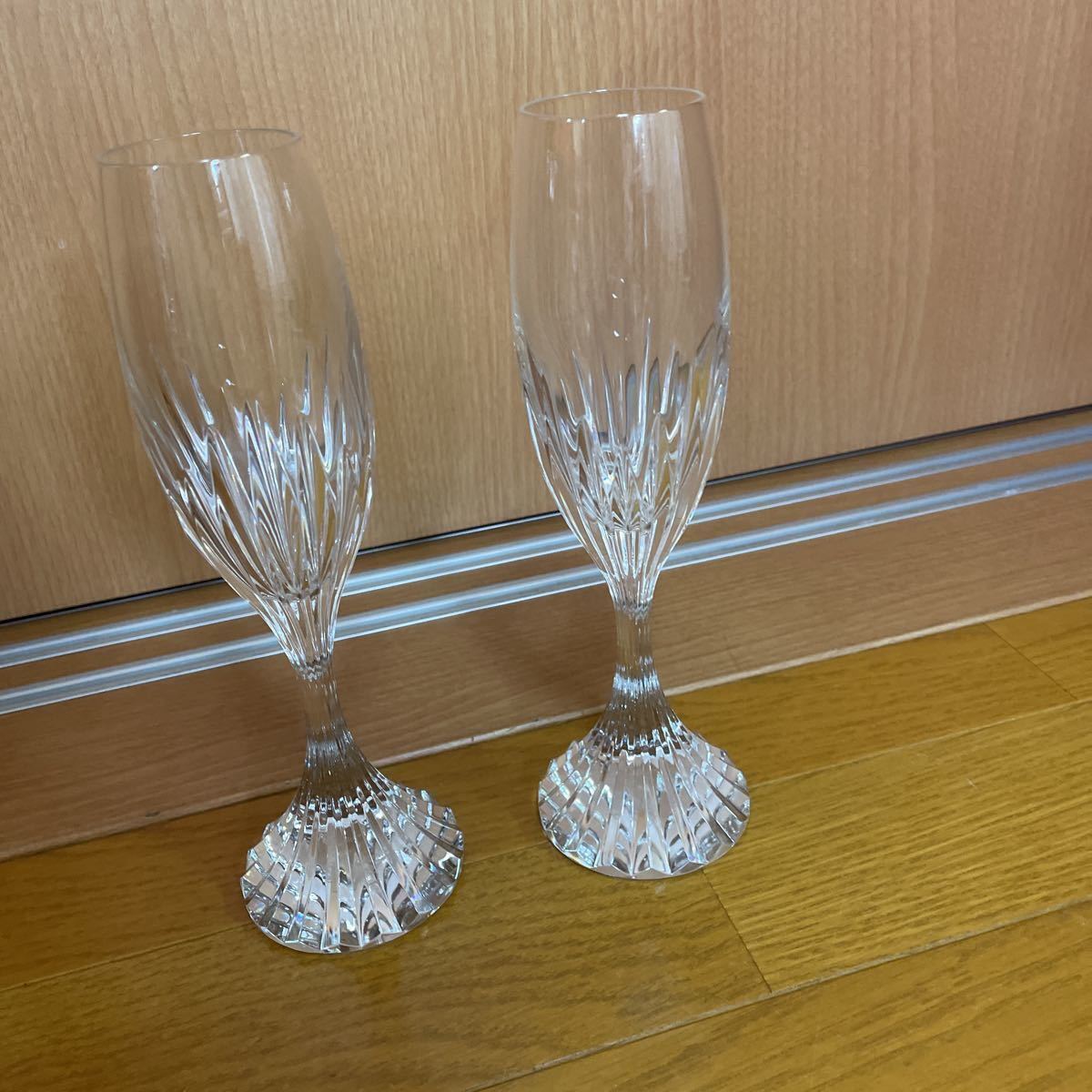 バカラ シャンパングラス Baccarat マッセナ ペア 2脚 中古品 高さ約