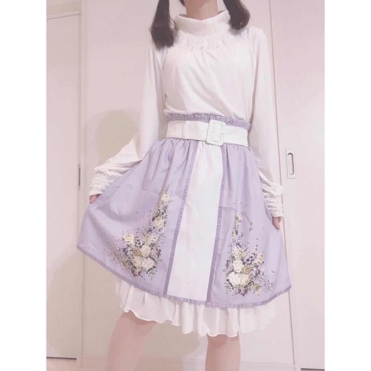 上下まとめ売り【新品】レースタートルインナー+パネル花柄バイカラー