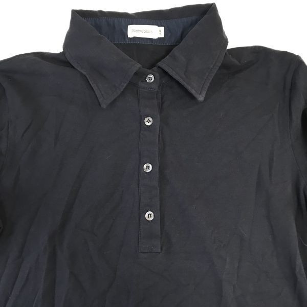 Henry cotton\'s/ Henry cotton z* 7 minute sleeve / polo-shirt [Mens size -M/48/ black /Black]made in CE/Tops/Shirts*BH54