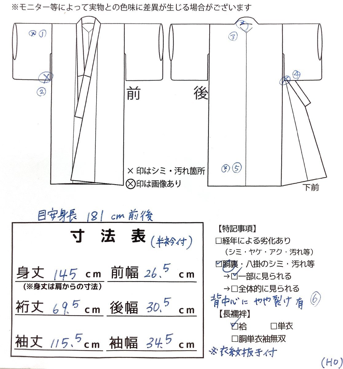 着物cocon☆振袖用襦袢☆袷 刺繍半衿付き 衣紋抜き付き 目安身長181